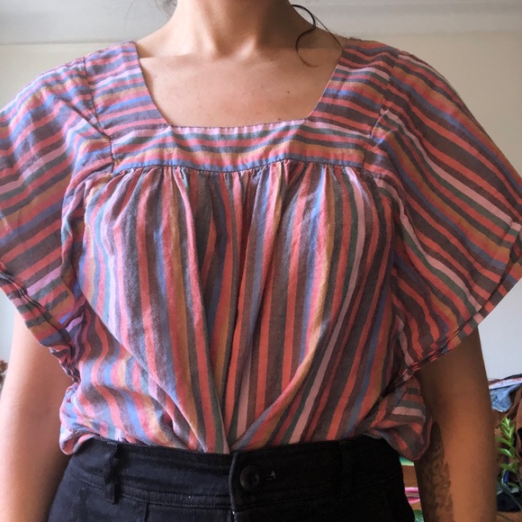 Madewell Butterfly Rainbow Stripe Cotton Top Extra Small - Picture 5 of 8